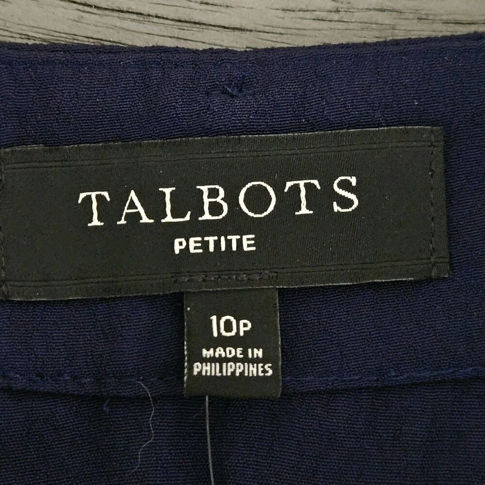 NWT Talbots Navy Blue Faux Midi Wrap Skirt Buttons Nautical Coastal 10 PETITE - Picture 4 of 9